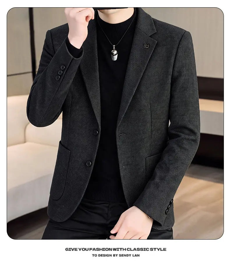 Men's Fashionable Versatile Suit 2026 Autumn Winter New Design Quality Outerwear for Business Casual Wear Trendy All-Match Jacke