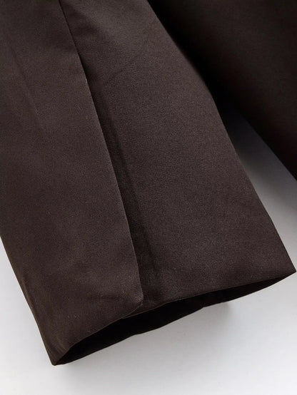 Autumn Women Fashion Solid Blazer Female High Street Pockets Turn-down Collar Single Button Commuter Casual Long Sleeve Coat