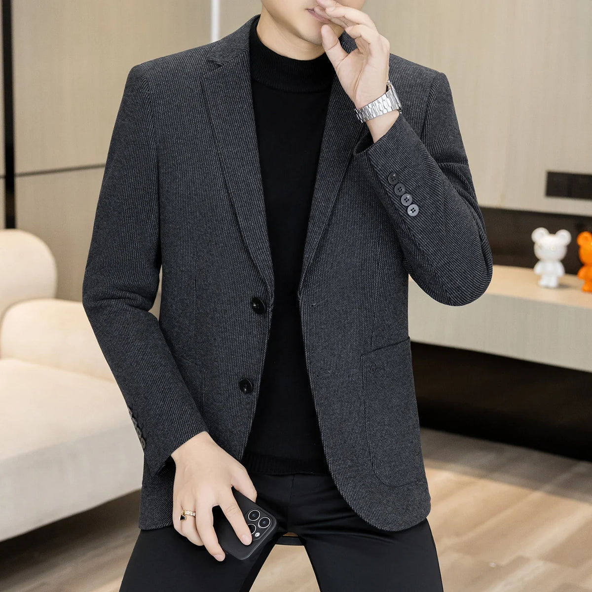 High-Quality Fashionable Autumn Winter New Design Casual Men's Suit Jacket Trendy Versatile Outerwear for Business And Casual We