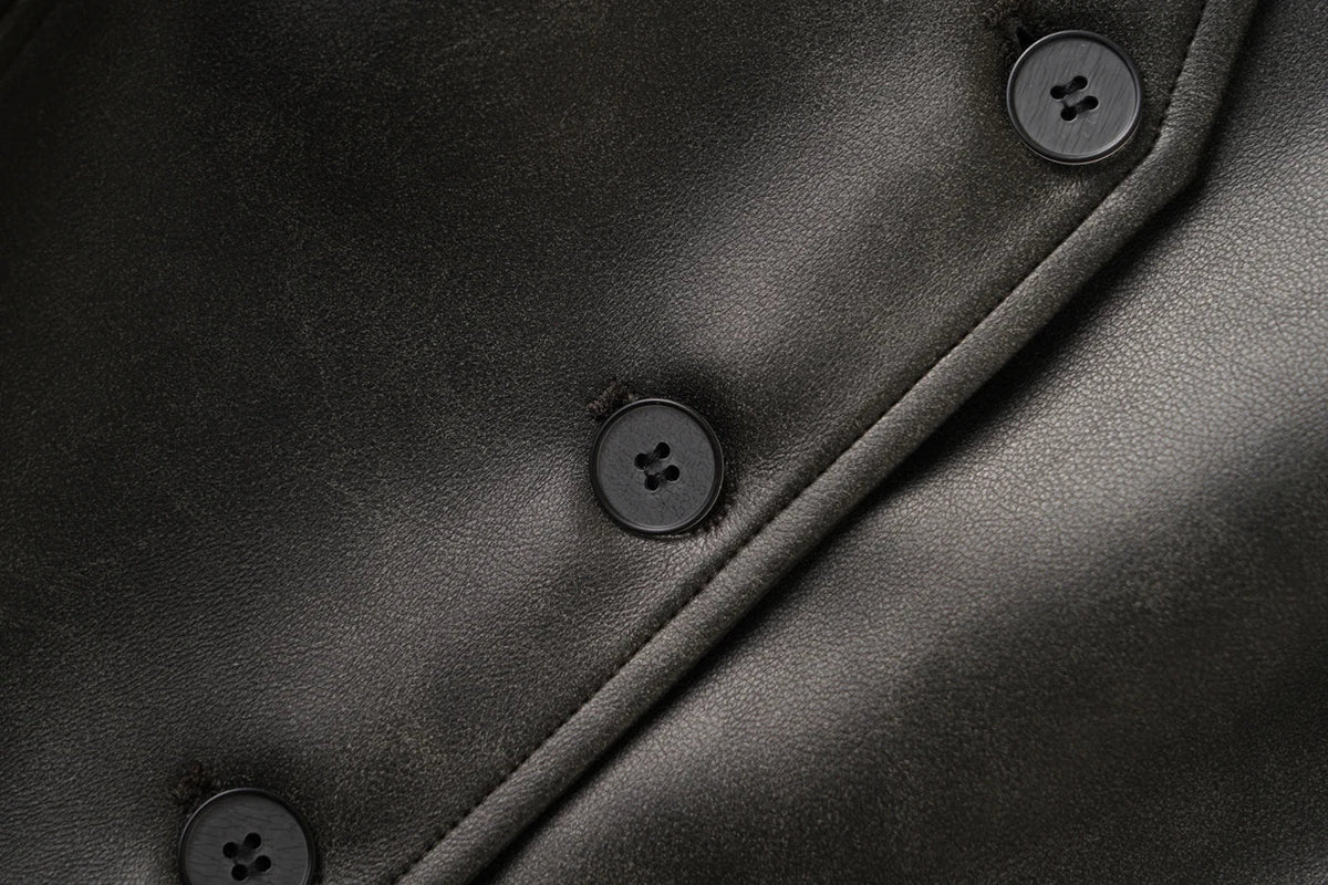 Single-Breasted V-Neck Leather Vest for Women, Spring and Autumn Fashion, Short Pu Leather Vest for Commuting, Outerwear or Innerwear