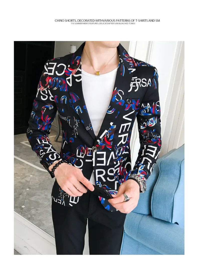 Men's Blazer Suit Jacket 2025 Spring New Fashion Korean Slim Suit Jacket Social Prom Dress Jacket Men's High Quality Clothing