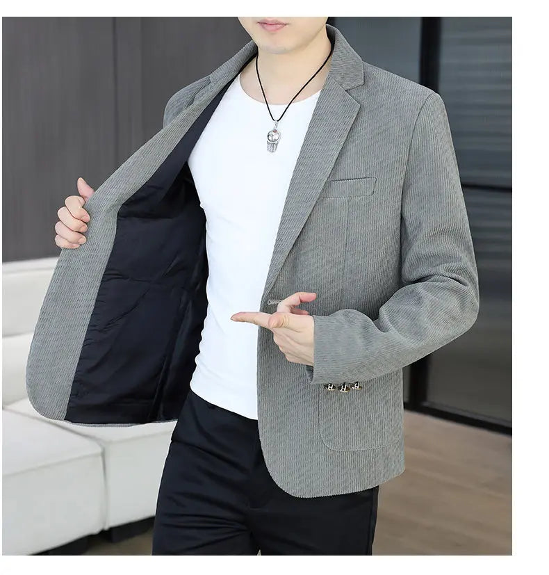 Blazer's New Men's Fashion Outdoor Travel Camping Youth Wedding Hosting Campus Slimming Casual Solid Color Korean Version Blazer