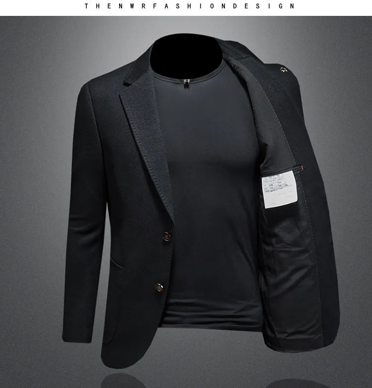 Men's Smart Casual Wool Blend Blazer – Single Breasted Suit Jacket – Black & Coffee