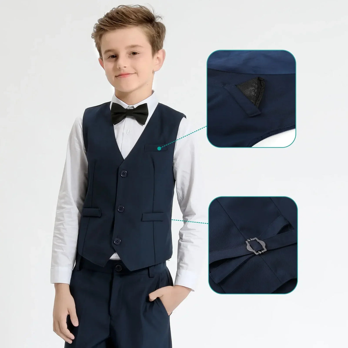 Kids Clothes Boys Suit Wedding Flower Formal Easter Child Party Ceremony Birthday Costume Photography with Vest Pants 5PCS