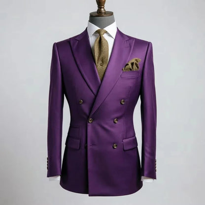 Mens Green Double Breasted 1 Piece Blazer Slim Fit Wedding Suit Flap Pockets Decorative Cuff Buttons Jacket Groom Prom