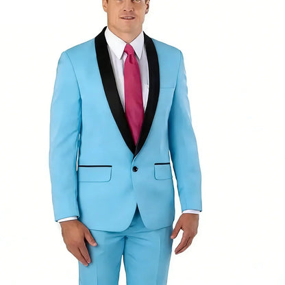 Slim Fit Solid Men's 2-Piece Tuxedo Shawl Lapel One Button Business Wedding Prom Groom Suit Jacket And Pants Set Men Clothing