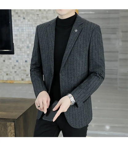 M-8XL Blazer Men's Business Gentleman Korean Wedding Fashion Trend, Slim Fit, Versatile, High-end Casual, Woolen Blazer