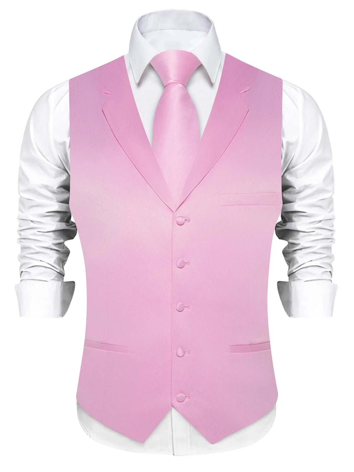 Men's Suit Vest & Tie Set – Solid Color Satin Formal Waistcoat for Weddings and Business