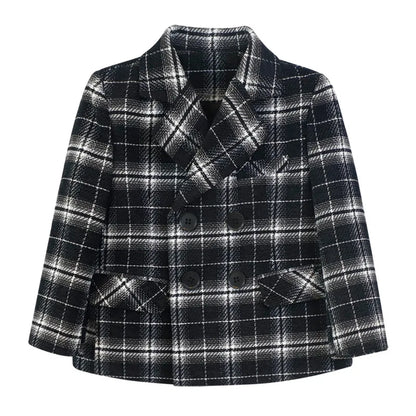 Flower Boys Wedding Outfit Boys Plaid Suit Autumn Winter Blazers Jacket Trousers Set Kids Piano Performance Tuxedo