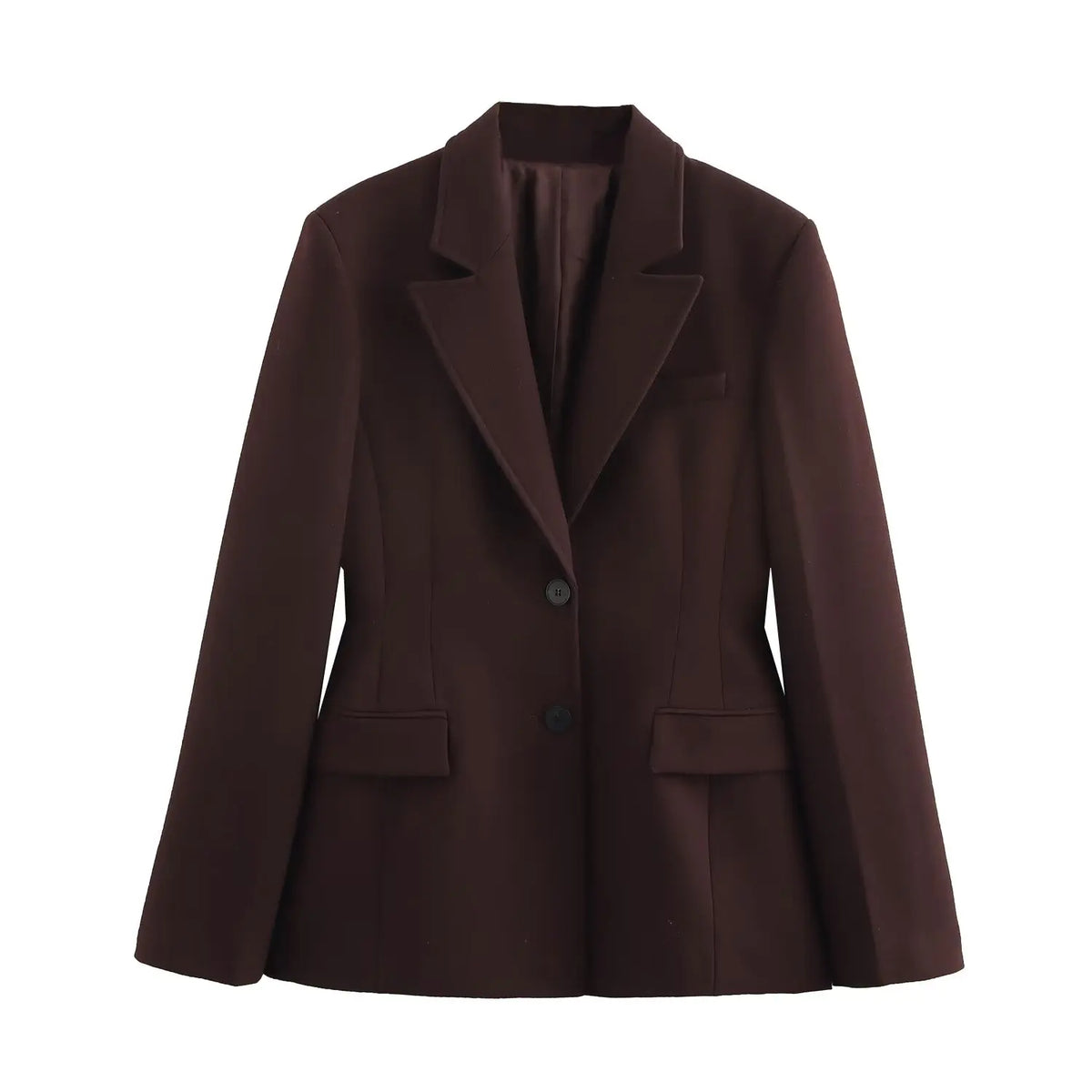 Women Fall Vintage Elegant Blazer Lapel Cinched-Waist Brown Blazer 2025 Autumn Fashion High Street Commute Lady Suit
