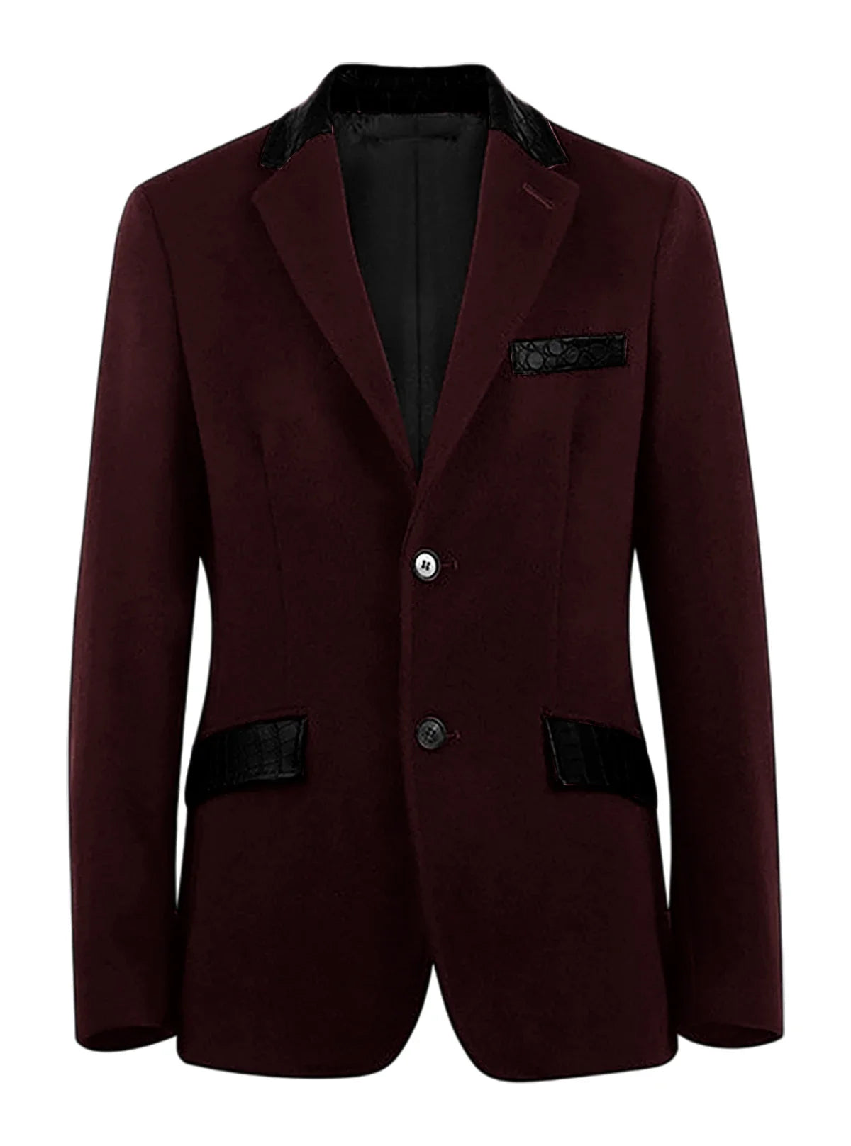 Men's Wool Blend Blazer Black Croc Print Lapel Collar Slim Fit Formal Business Casual Suit Jacket Autumn Winter Sport Coat