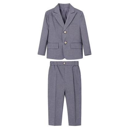 Boys Slim Fit Suit Set Kids Wedding Birthday Outfit Children's Performance Costume With Jacket Vest Pants Bowtie+Pocket Towel