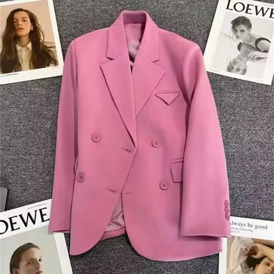 Women's Korean Fashion Long Sleeve Blazer Spring Autumn Casual Loose Office Coat Versatile Street Trend Blazer for Women