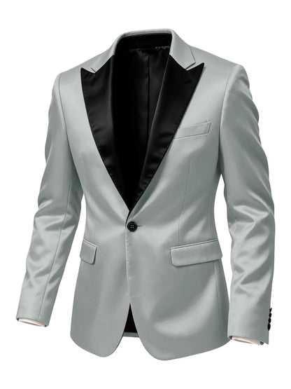 Luxury Satin Men's Tuxedo Blazer Black Peak Lapel One Button Slim Fit Suit Jacket Formal Business Casual Suit For Wedding Party