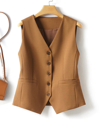 Single-Breasted Layered Suit Vest for Women Suitable for Spring and Autumn Can Be Worn as an Inner or Outer Layer Stylish Off