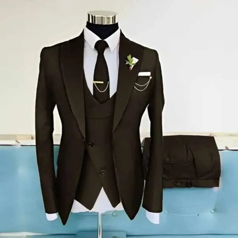 Ensemble de costume 3 pièces multicolore pour homme - Mariage, bal de promo, affaires - Coupe ajustée - Smoking de marié - Blazer style britannique