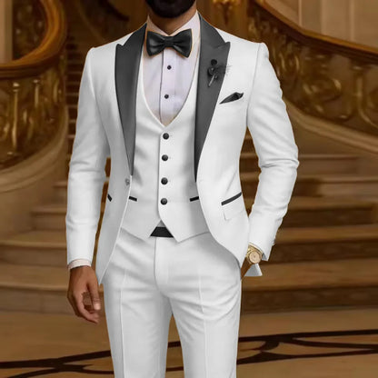 Costume 3 pièces pour homme Coupe ajustée Revers cranté Smoking de marié Garçon d'honneur Mariage Blazer Gilet Pantalon Ensemble Tenues pour hommes