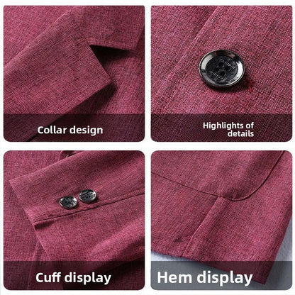 30% Linen Blazer - Men's Fashionally Fit Business Formal Wedding Gentleman's Cool Silk Lightweight Breathable Casual Blazer