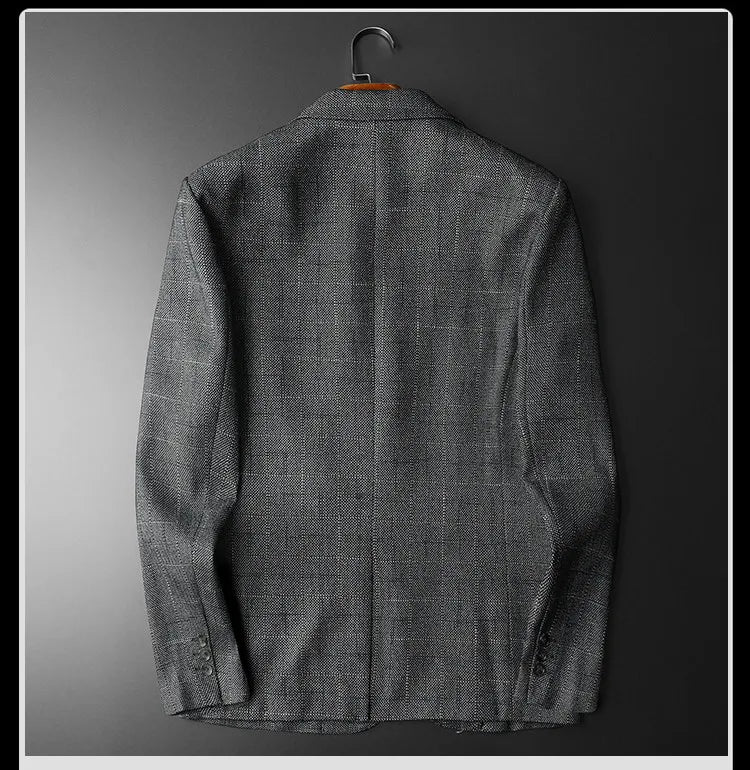 Spring Autumn Classic Checkered Suit Jacket Men Slim Fit Casual Business Office Uniform Formal Jacket Wedding Groom Men Blazers
