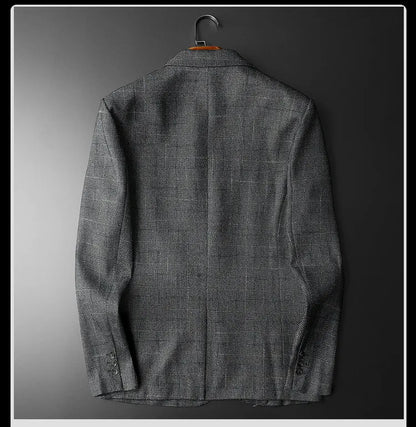 Spring Autumn Classic Checkered Suit Jacket Men Slim Fit Casual Business Office Uniform Formal Jacket Wedding Groom Men Blazers