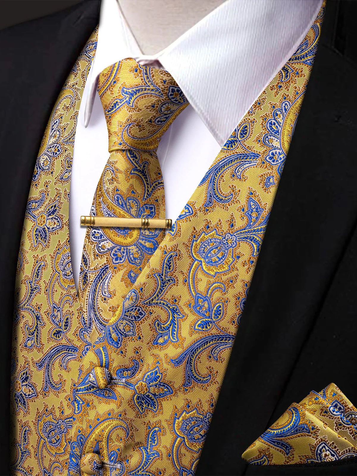 Men's Vest and Tie Set – Paisley Floral Waistcoat with Necktie for Weddings and Business Occasions