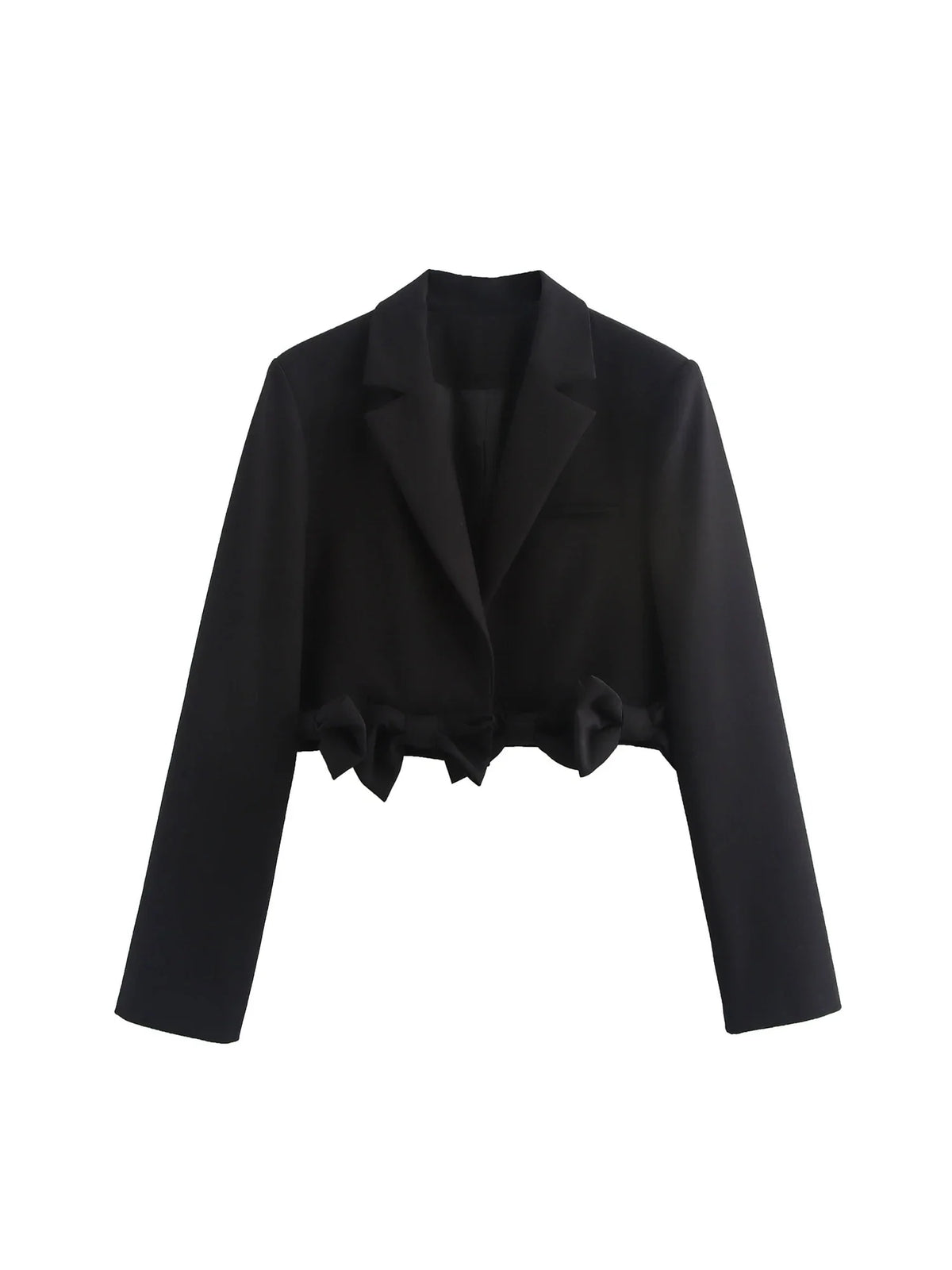 Women's Black Gothic Emo Cropped Bow Blazer Jacket Y2k 2000s Vintage Suit Coat Long Sleeve Single Breasted Outerwear Autum 2025