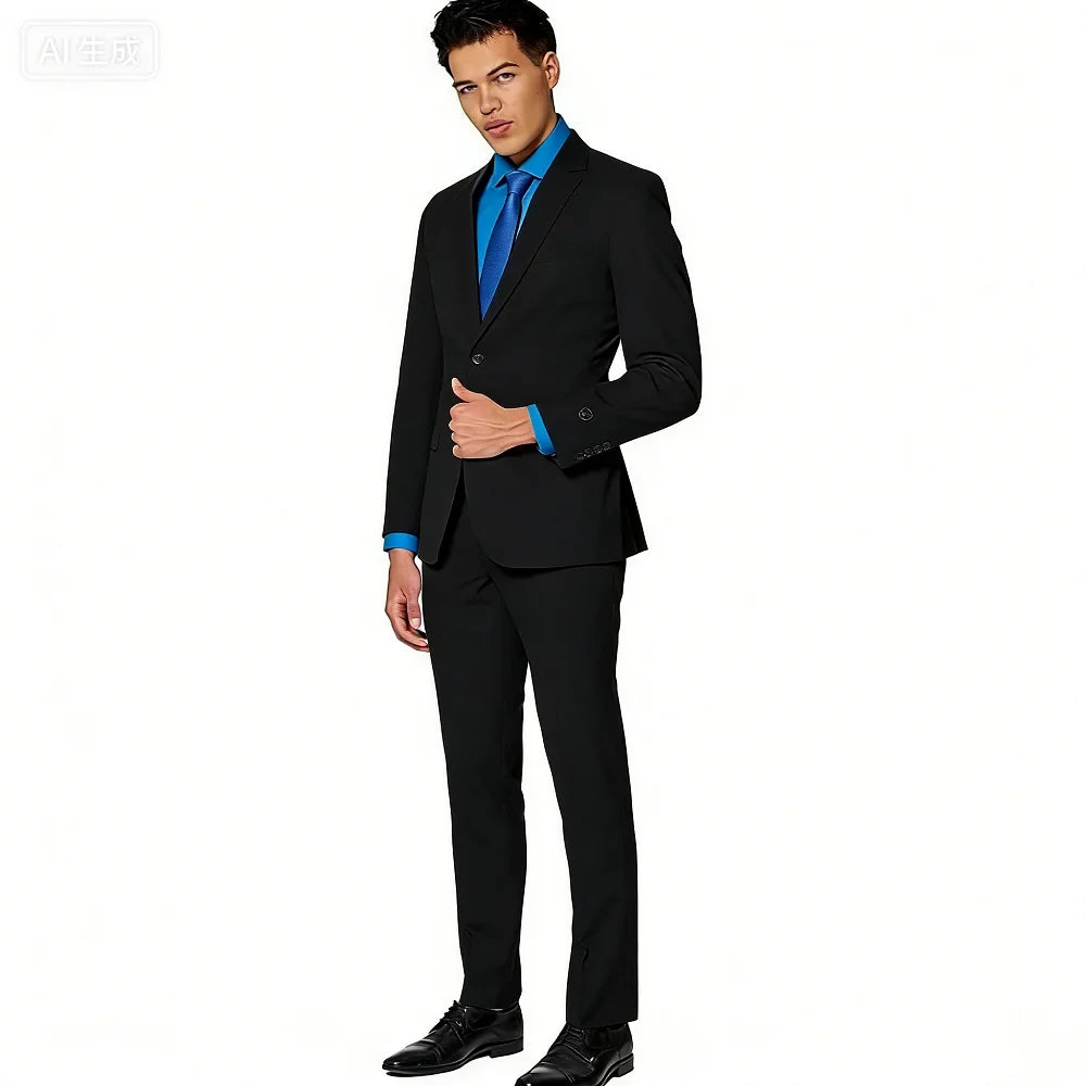 2 Pieces Business Costumes Smoking Jacket Pants Two Buttons Party Tuxedo Dress Single Breasted Men Suits For Wedding Groom