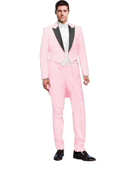 Costume 3 Pièces Solide pour Homme, Smoking de Mariage, Blazer Long, Garçon d'Honneur, Bal de Promo, Costume Masculin Tendance (Veste+Gilet+Pantalon)