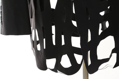 Women Chic Blazer Hollow Out Niche Design Single Button Notched Collar High-end Jacket Fashion Coat New Spring 2026 HK19476