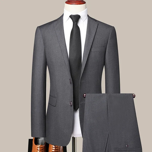 Men's Smart Casual Suit – Blazer and Pants Set for Business and Outdoor Occasions