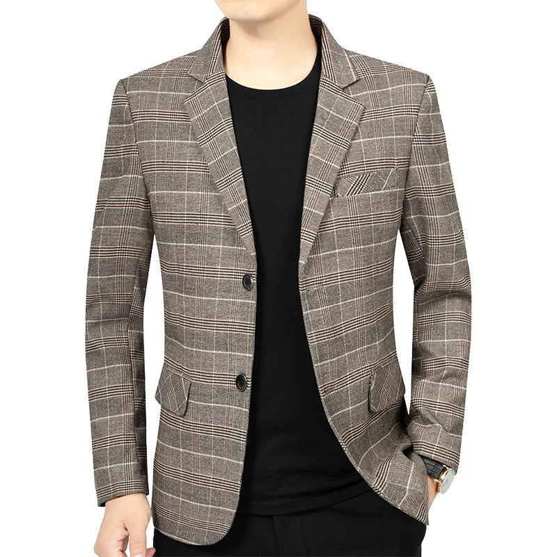 Brand 2026 Spring Stripe Suits Men 2 Button Autumn Business Elegant Man Jacket  Fashion New in Suits Blazers Men