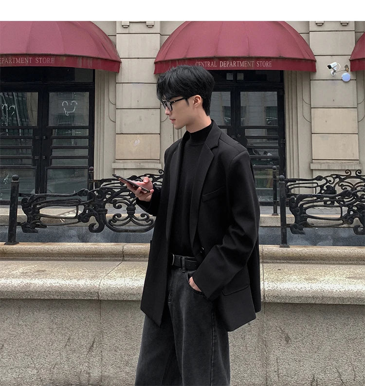 Blazers Men Casual Loose Suit Jackets Male Korean Leisure Daily Streetwear All-match Simple Suit-tops  blazer mascullino