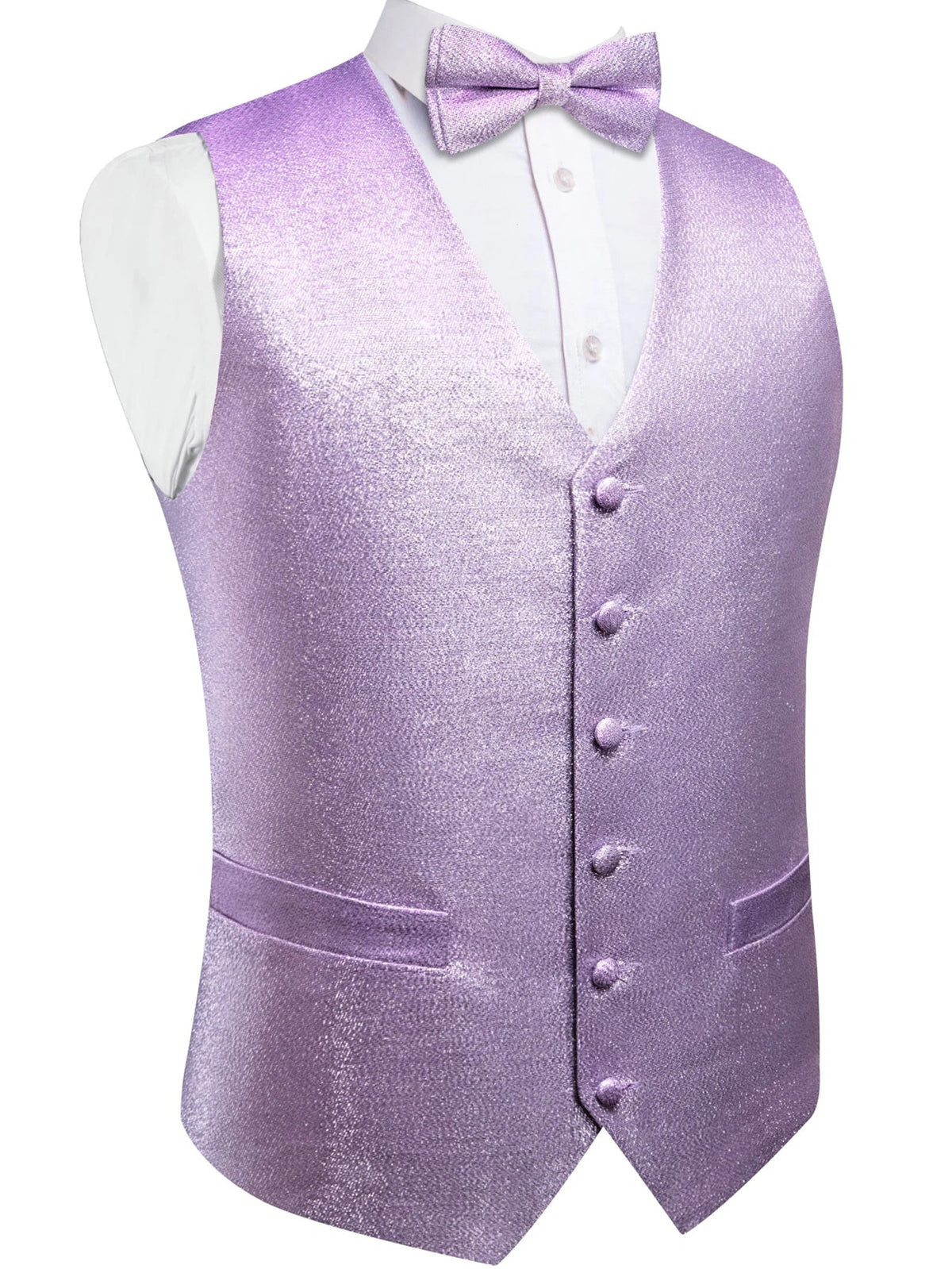 Men's Glitter Vest and Bow Tie Set – Slim Fit Formal Waistcoat for Weddings, Prom and Evening Occasions