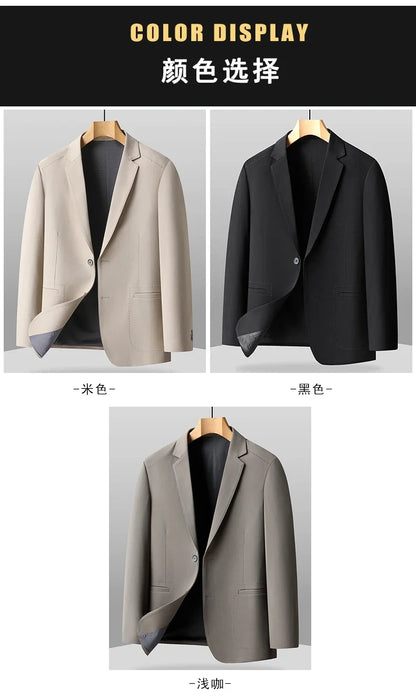 Blazer Outdoor Men's Casual, Fashionable, Trendy, Sporty Solid Color, Slimming British Style Business Gentleman Wedding Blazer