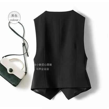 Unisex Beige Sleeveless Vest V-Neck Buttoned Waistcoat for Formal Casual Wear
