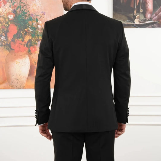Men Suit 2 Pieces Black Single Button With Lapel For Wedding Banquet Party Prom Business Office Work Daily Jacket And Pants