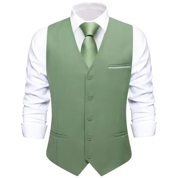 Men's Double Breasted Suit Vest with Tie Set – Slim Formal Waistcoat for Weddings & Daily Wear
