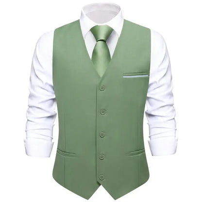 Men's Double Breasted Suit Vest with Tie Set – Slim Formal Waistcoat for Weddings & Daily Wear