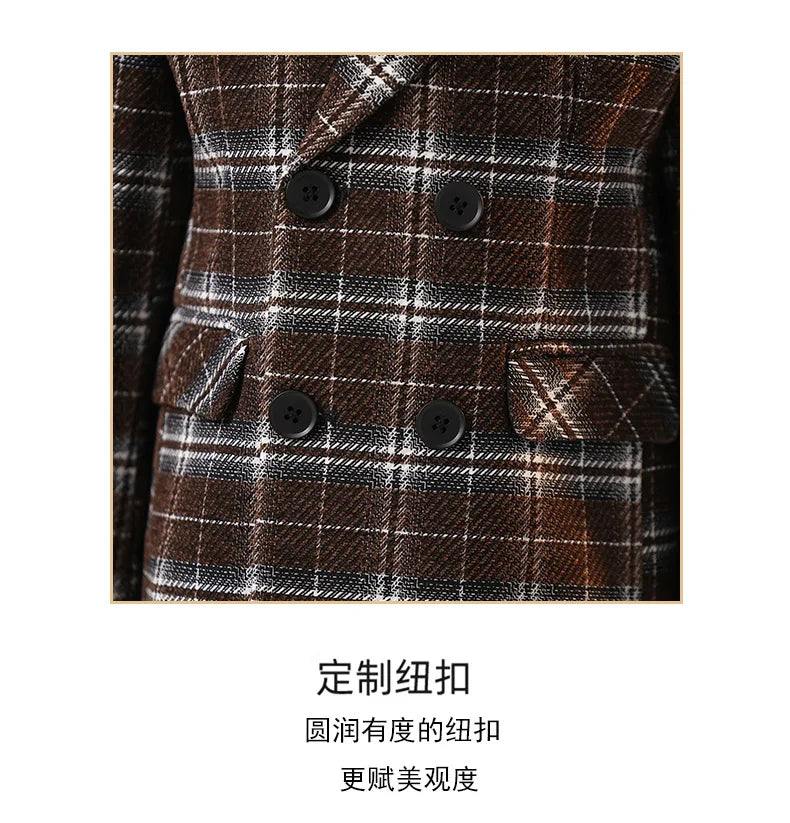 Boys British Double Breasted Blazer Jacket Pants Children Suit Waistcoat Wedding Clothes Sets Toddler Formal Dress Kids Tuxedos