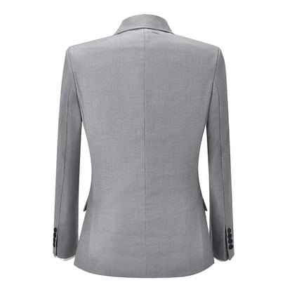 Men Suit Gray 2 Pieces Double Button With Lapel Solid For Wedding Birthday Banquet Party Business Work Office Jacket And Pants