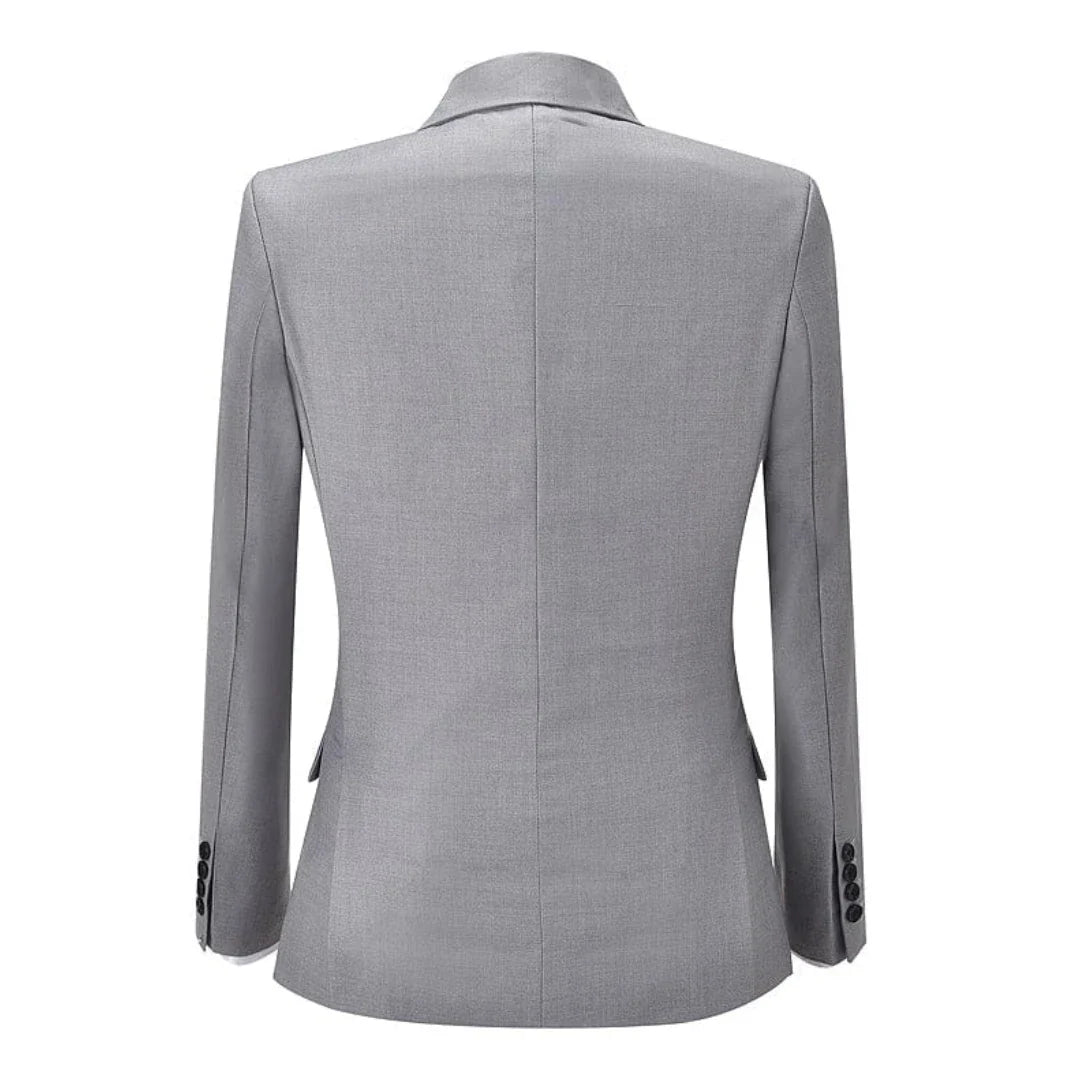 Men Suit Gray 2 Pieces Double Button With Lapel Solid For Wedding Birthday Banquet Party Business Work Office Jacket And Pants