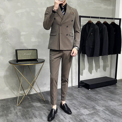 Men's Classic Striped 3-Piece Suit for Wedding, Business & Formal Occasions