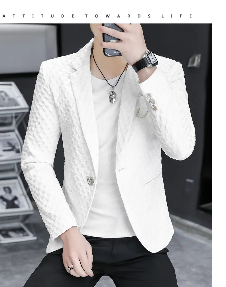 Blazer Men's Fashion Outdoor Travel Gentleman Wedding Slimming Business Versatile Trendy Casual Korean-style Formal Wear Blazer