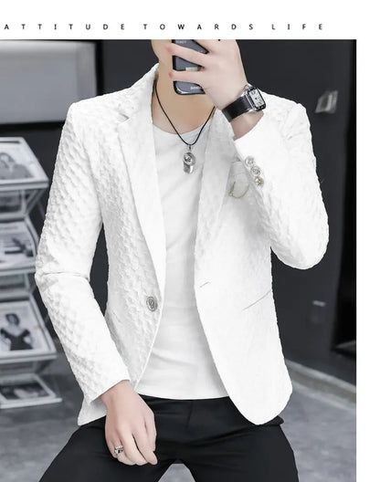 Blazer Men's Fashion Outdoor Travel Gentleman Wedding Slimming Business Versatile Trendy Casual Korean-style Formal Wear Blazer