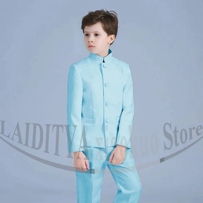 Boy Suits Fashion Stand Collar Single Breasted Outfits 2 Piece Formal Party Tuxedo Daily Casual Slim Children's Clothing