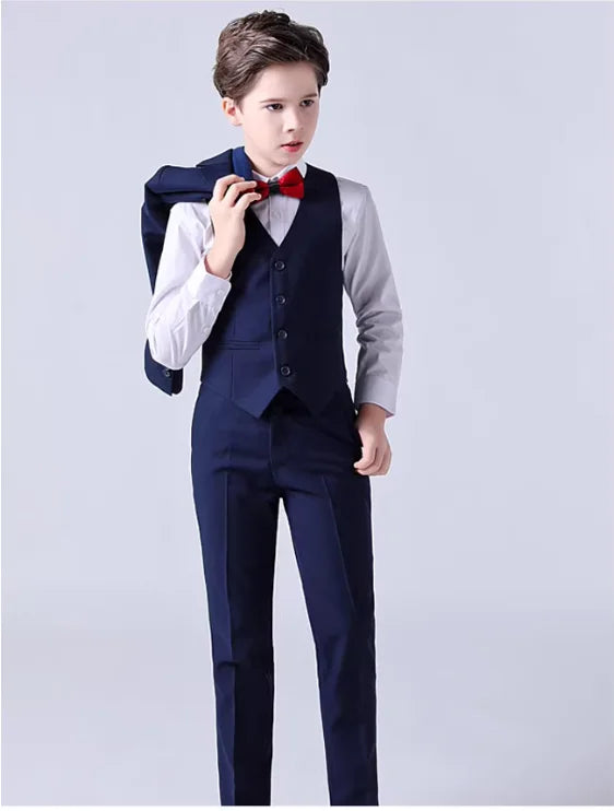 School Kids Piano Host Performance Suit Set Flower Boys Wedding Dress Spring Children's Birthday Party Photography Costume