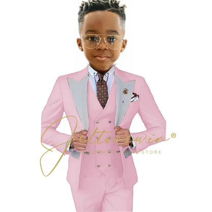 Suits For Boy Jacket Vest Pants 3 Pieces Dark Green Birthday Costume Flower Boys Formal Party Suit Kids Wedding Suit Tuxedo