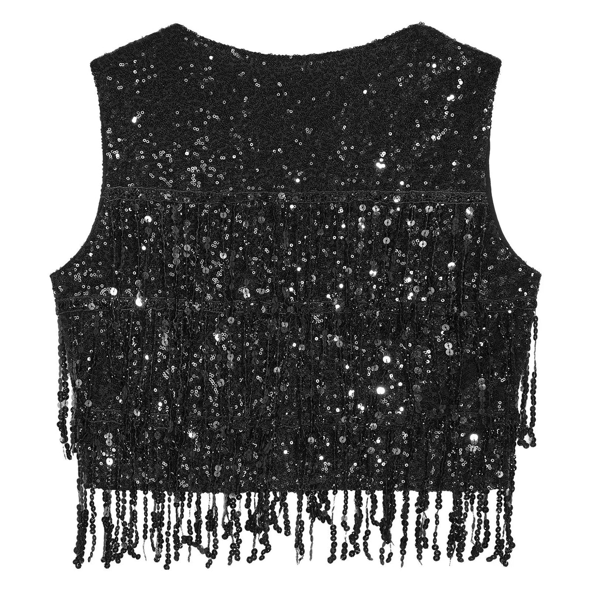 Women's Fringe Vest Clubwear Jazz Modern Dance Waistcoat Glitter Tassel Sleeveless Jacket Sequins Vests Music Festival Costumes