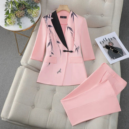 Mid-Sleeve Suit, Pants, Elegant Temperament, Most Unique, Spring and Summer, 2024 New
