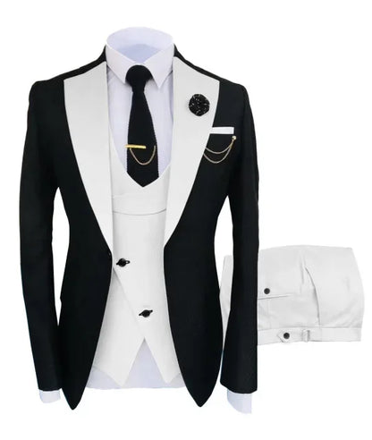 Slim Fit Men Wedding Suits Slim Fit Business Suits Groom Black Tuxedos for Formal Wedding Suits Jacket Pant Vest 3 Pieces